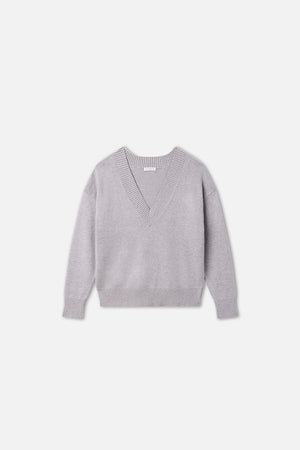 DEEP V KNIT SWEATER | MELANGE GREY