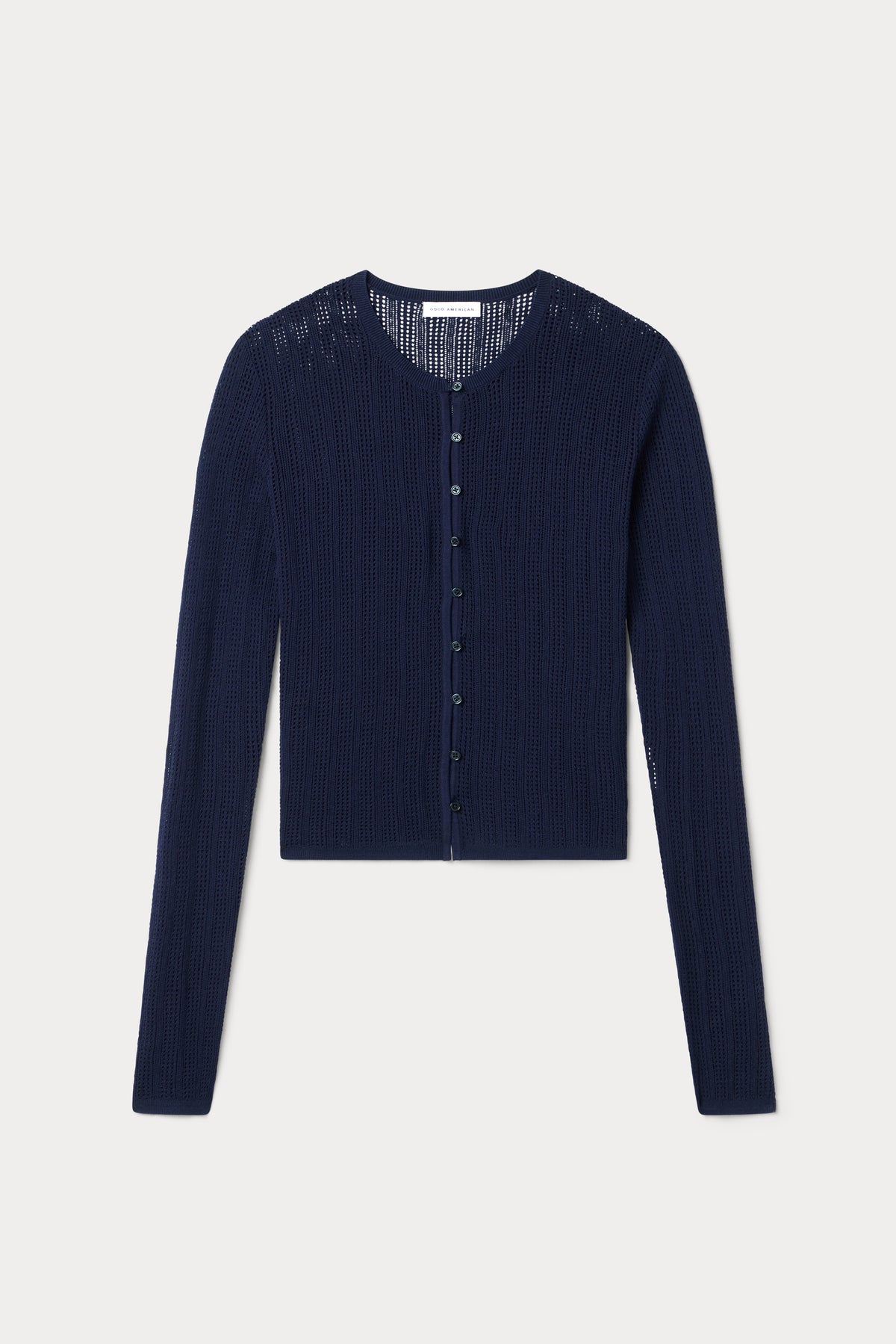 THE OPEN KNIT CARDIGAN | MIDNIGHT BLUE-6 | GOOD AMERICAN | MODEL_A