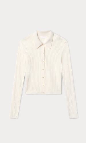 THE LADDER RIB CARDIGAN | CHALK