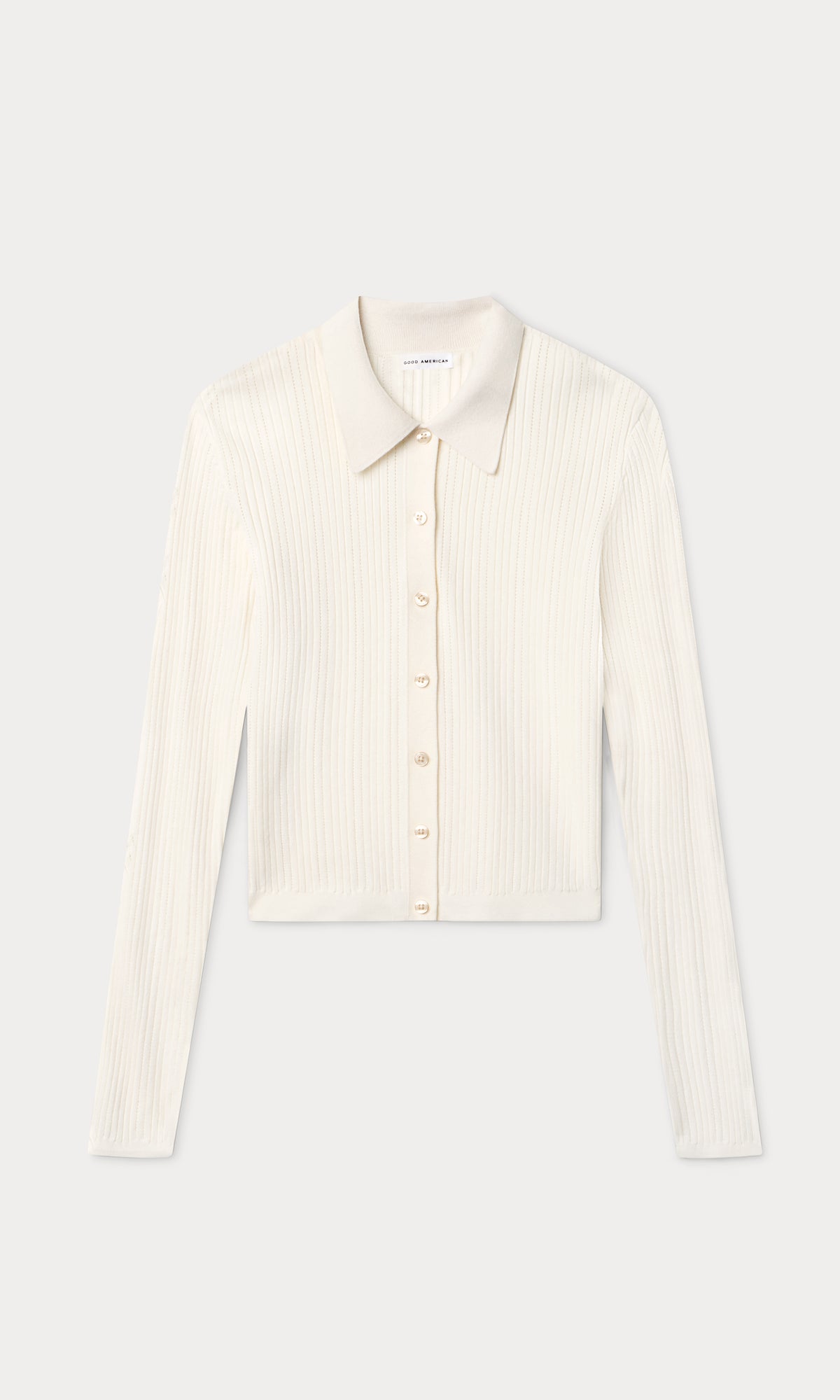 THE LADDER RIB CARDIGAN | CHALK-6 | GOOD AMERICAN | MODEL_A