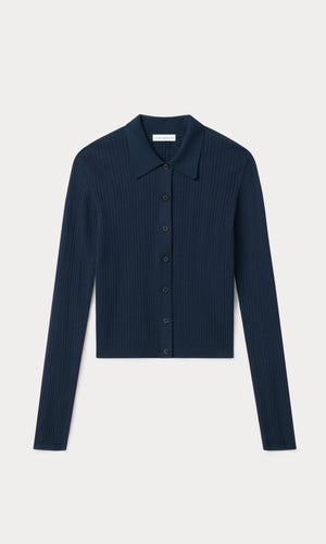 THE LADDER RIB CARDIGAN | MIDNIGHT BLUE