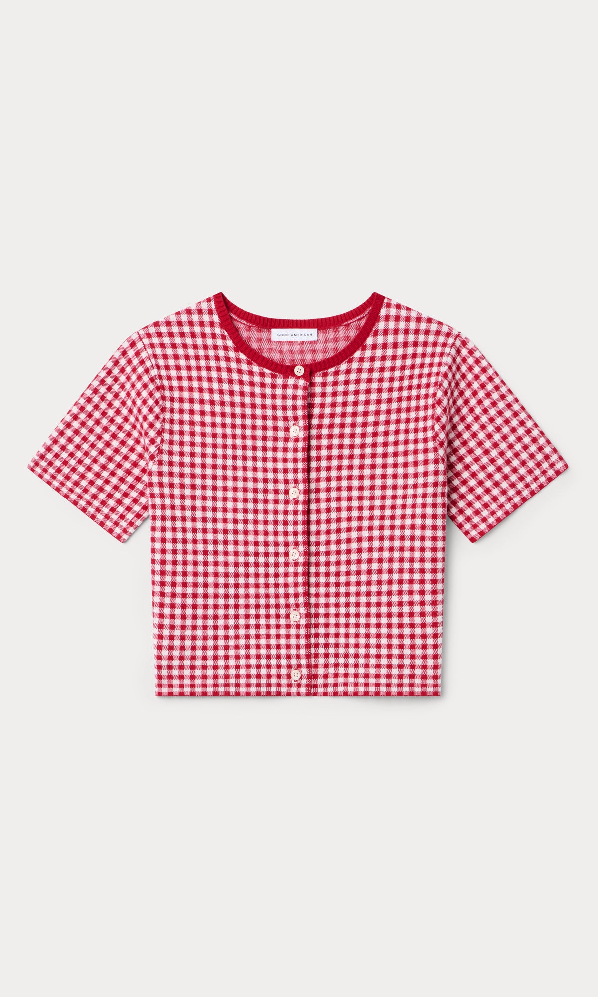 THE KEEPSAKE CARDIGAN | CHERRY GINGHAM-6 | GOOD AMERICAN | MODEL_A