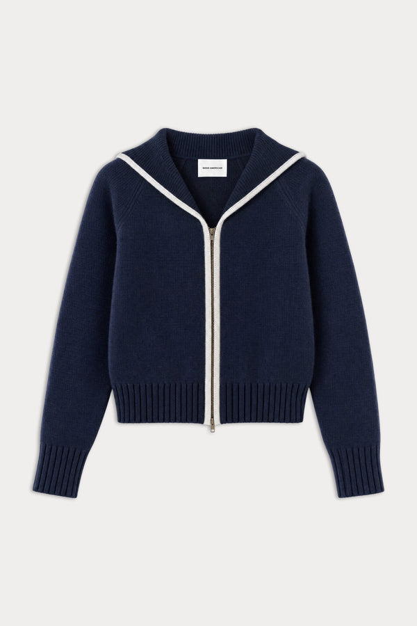 THE KNIT SAILOR ZIP UP | NEW NAVY002