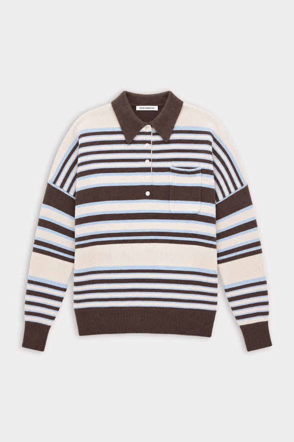 THE OVERSIZED RUGBY SWEATER | MOCHA STRIPE