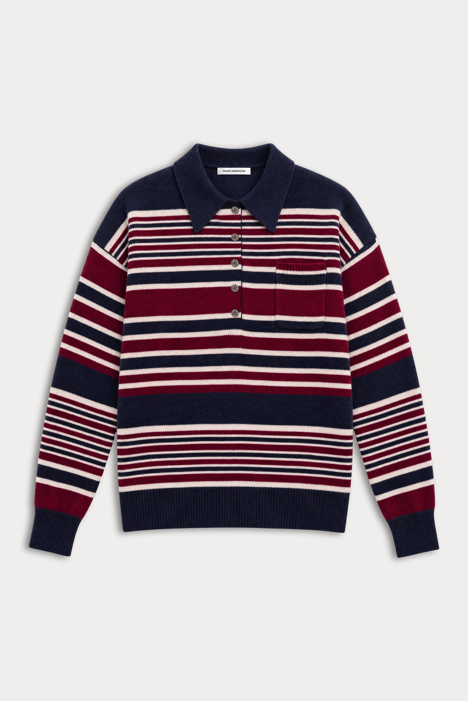 THE OVERSIZED RUGBY SWEATER | MULTI STRIPE-6 | GOOD AMERICAN | MODEL