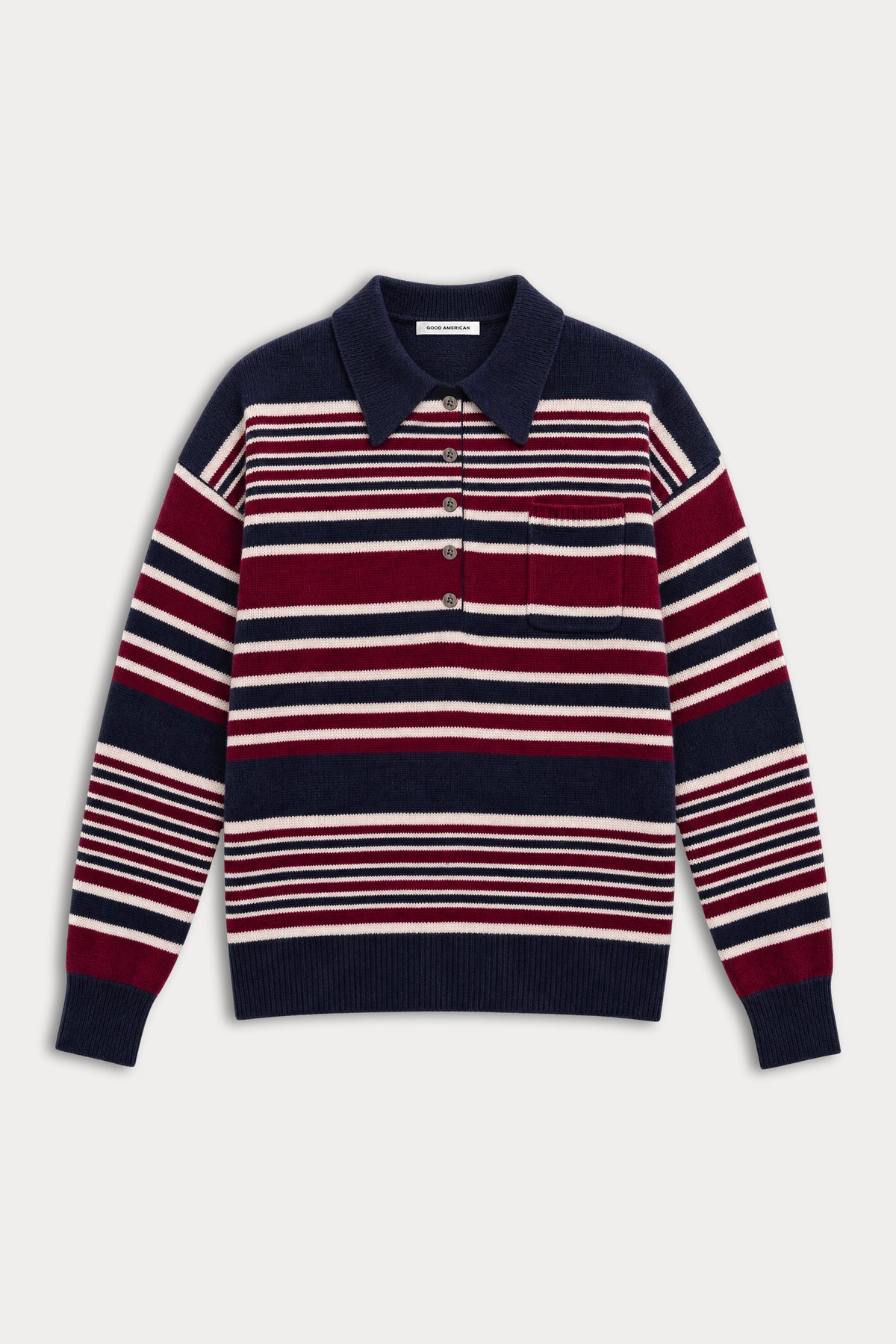 THE OVERSIZED RUGBY SWEATER | MULTI STRIPE-8 | GOOD AMERICAN | MODEL_A