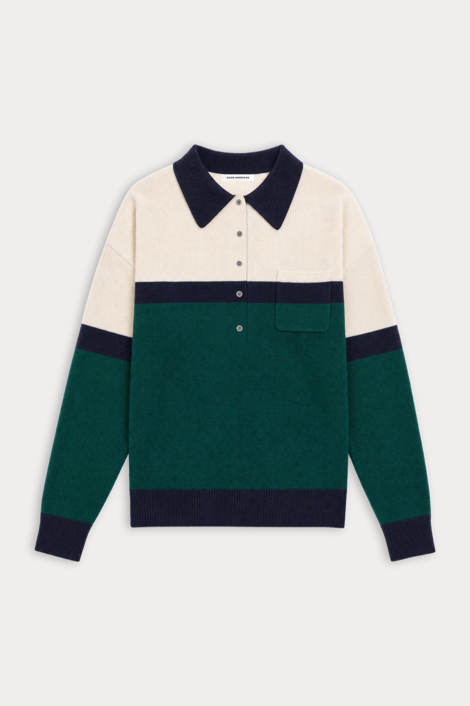 THE OVERSIZED RUGBY SWEATER | FOREST BLOCKED STRIPE-5 | GOOD AMERICAN | FLAT