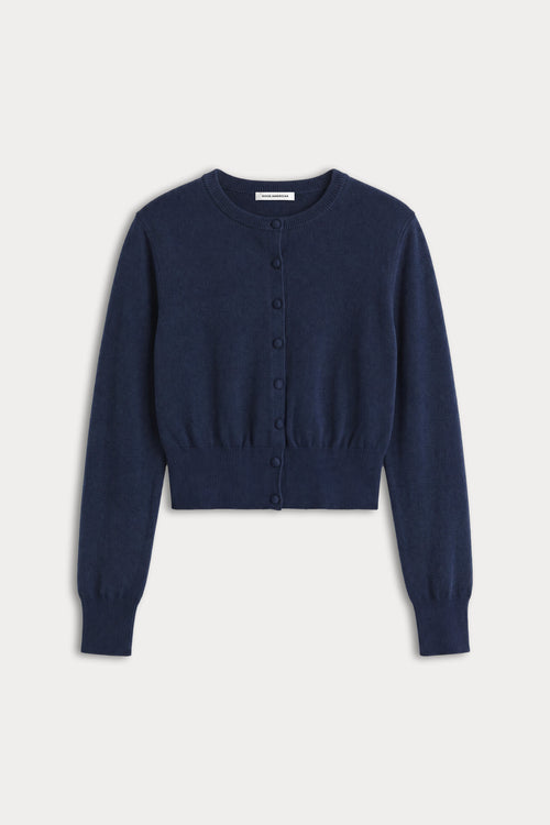 THE FINE KNIT CARDIGAN | NEW NAVY-5 | GOOD AMERICAN | FLAT
