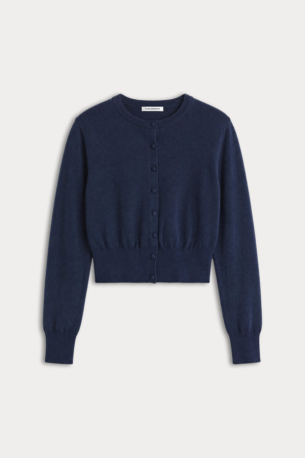 THE FINE KNIT CARDIGAN | NEW NAVY-5 | GOOD AMERICAN | FLAT