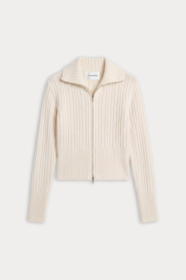 THE CABLE ZIP UP | CHALK