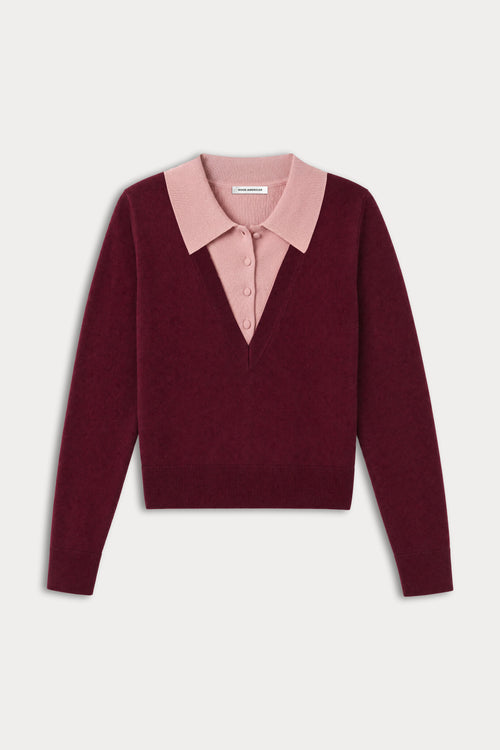 THE TWO IN ONE SWEATER | BERRY NOIR WITH BLUSH | FLAT