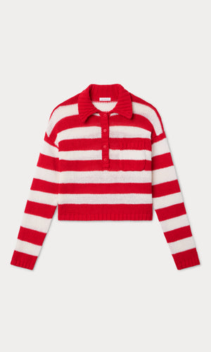 THE HARBOR SWEATER | POP RED STRIPE