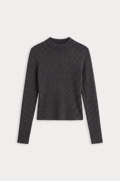 THE RIB LUREX SWEATER | BLACK001-6 | GOOD AMERICAN | FLAT