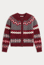 THE CLASSIC CARDIGAN | BORDEAUX FAIR ISLE-7 | GOOD AMERICAN | FLAT