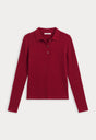 THE RIB POLO SWEATER | SYRAH-6 | GOOD AMERICAN | FLAT