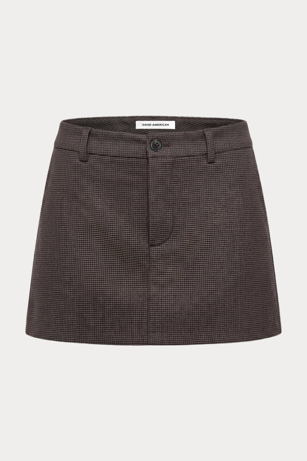 THE TROUSER MINI SKIRT | CHARCOAL MINI HOUNDSTOOTH