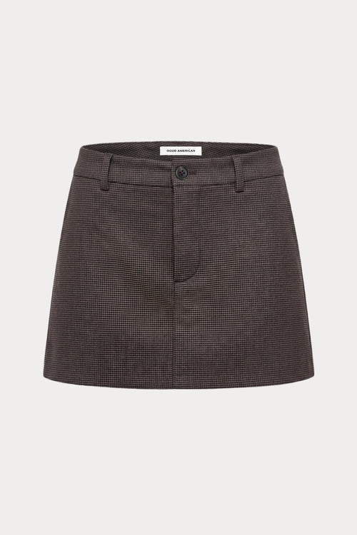 THE TROUSER MINI SKIRT | CHARCOAL MINI HOUNDSTOOTH-1 | GOOD AMERICAN | GHOST