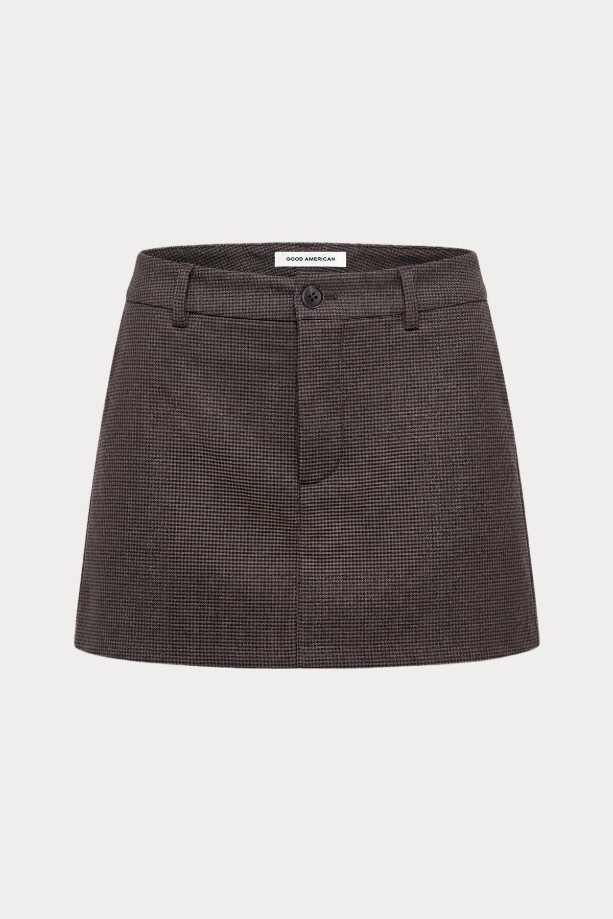 THE TROUSER MINI SKIRT | CHARCOAL MINI HOUNDSTOOTH-1 | GOOD AMERICAN | GHOST
