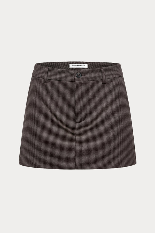 THE TROUSER MINI SKIRT | CHARCOAL MINI HOUNDSTOOTH-1 | GOOD AMERICAN | GHOST