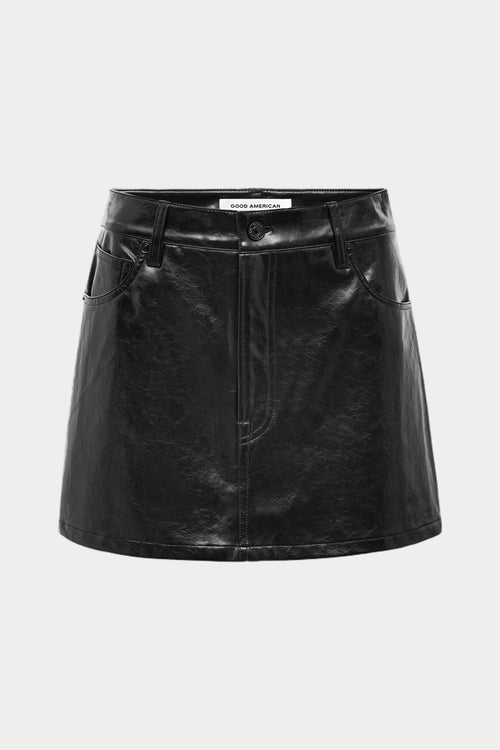 THE BETTER THAN LEATHER MINI SKIRT | BLACK001-6 | GOOD AMERICAN | FLAT