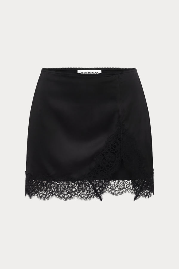 THE LACE TRIM SKIRT | BLACK001-5 | GOOD AMERICAN | FLAT