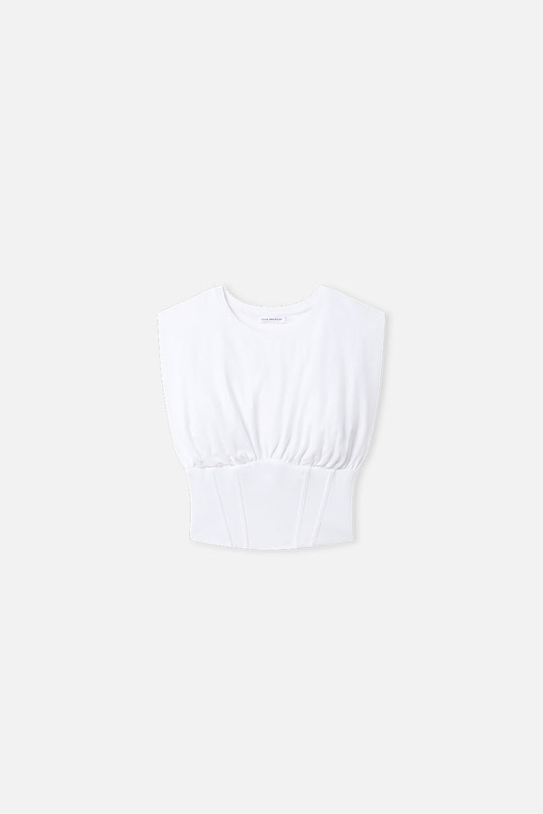 SLEEVELESS CORSET TOP | WHITE001
