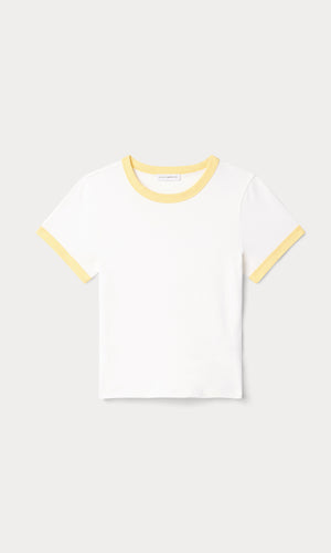 SUPER STRETCH BABY RINGER TEE | WHITE001