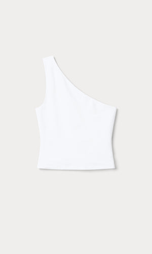SUPER STRETCH ONE SHOULDER TANK | WHITE001