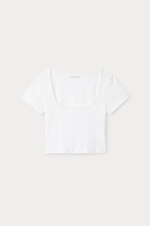 THE POINTELLE SQUARE NECK TOP | WHITE001