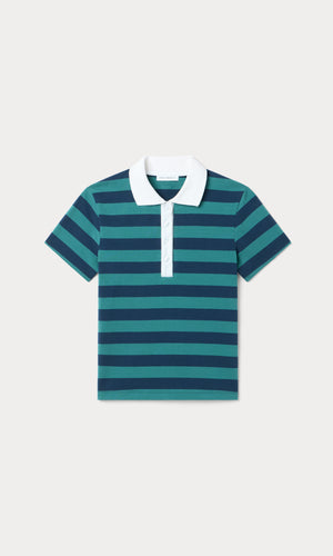 THE EASY POLO | SUMMER STRIPE TEAL