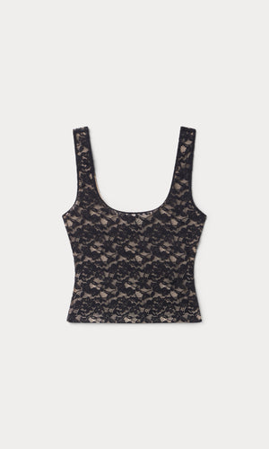 STRETCH LACE SCOOP TANK | BLACK001