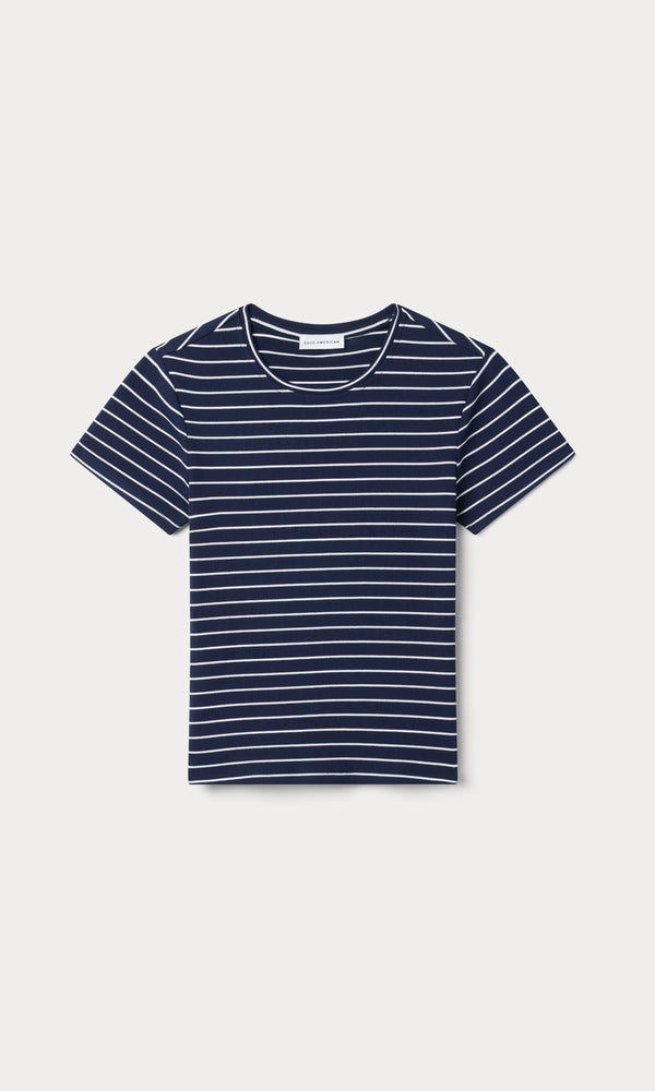 THE RIB BABY TEE | SIMPLE STRIPE HORIZON INK-6 | GOOD AMERICAN | FLAT
