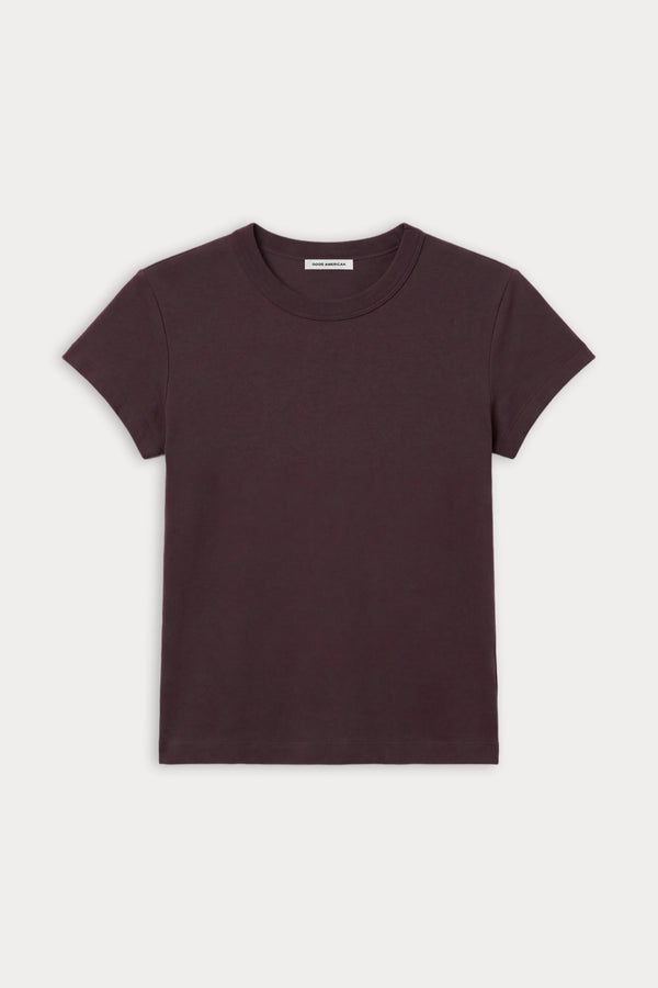 THE CAP SLEEVE TEE | DEEP CHOCOLATE-5 | GOOD AMERICAN | FLAT