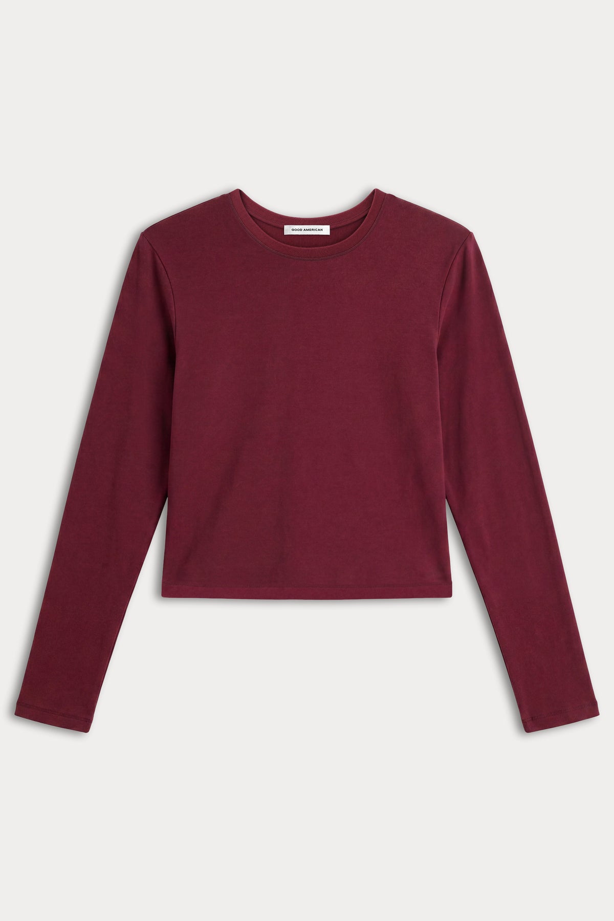 THE LONG SLEEVE BABY TEE | BERRY NOIR-5 | GOOD AMERICAN | MODEL