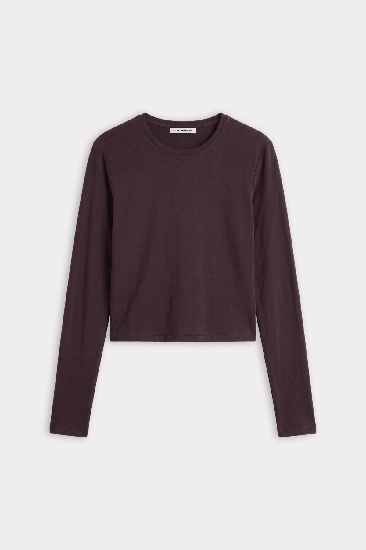 THE LONG SLEEVE BABY TEE | DEEP CHOCOLATE-5 | GOOD AMERICAN | FLAT