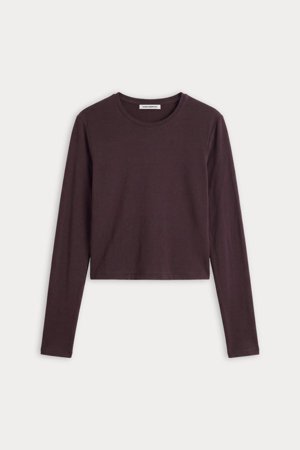 THE LONG SLEEVE BABY TEE | DEEP CHOCOLATE-5 | GOOD AMERICAN | FLAT