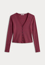 THE RIB V NECK CARDIGAN | BERRY NOIR-6 | GOOD AMERICAN | MODEL