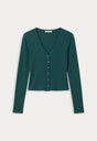 THE RIB V NECK CARDIGAN | FOREST GREEN-6 | GOOD AMERICAN | FLAT
