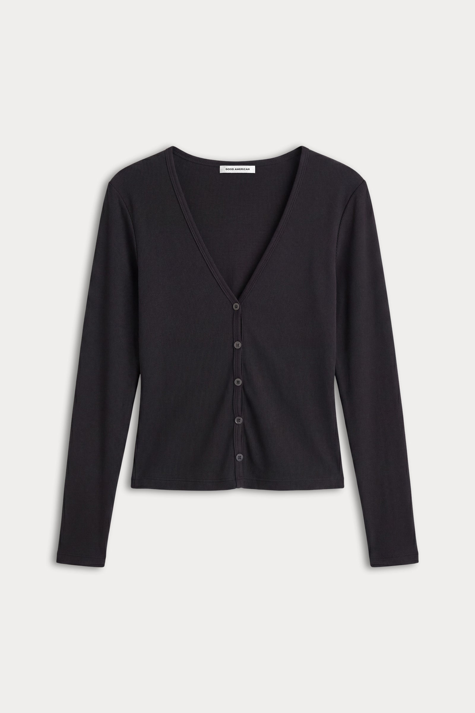 THE RIB V NECK CARDIGAN | BLACK