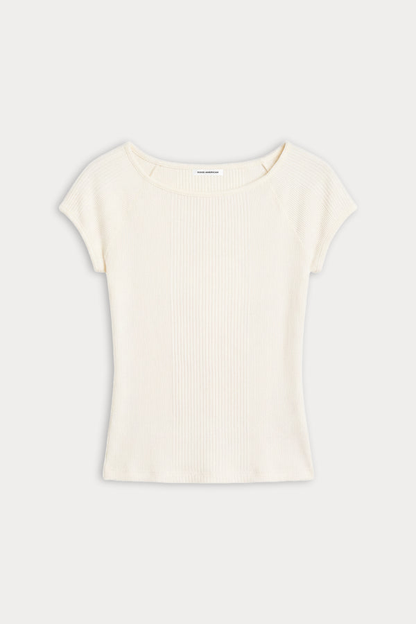 THE VARIEGATED RIB TOP | CHALK
