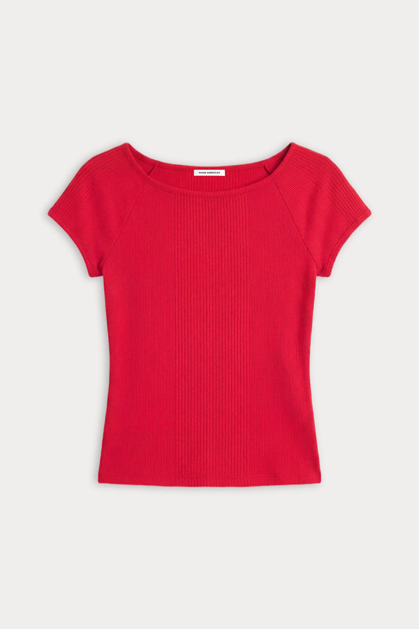 THE VARIEGATED RIB TOP | CRIMSON ROSE