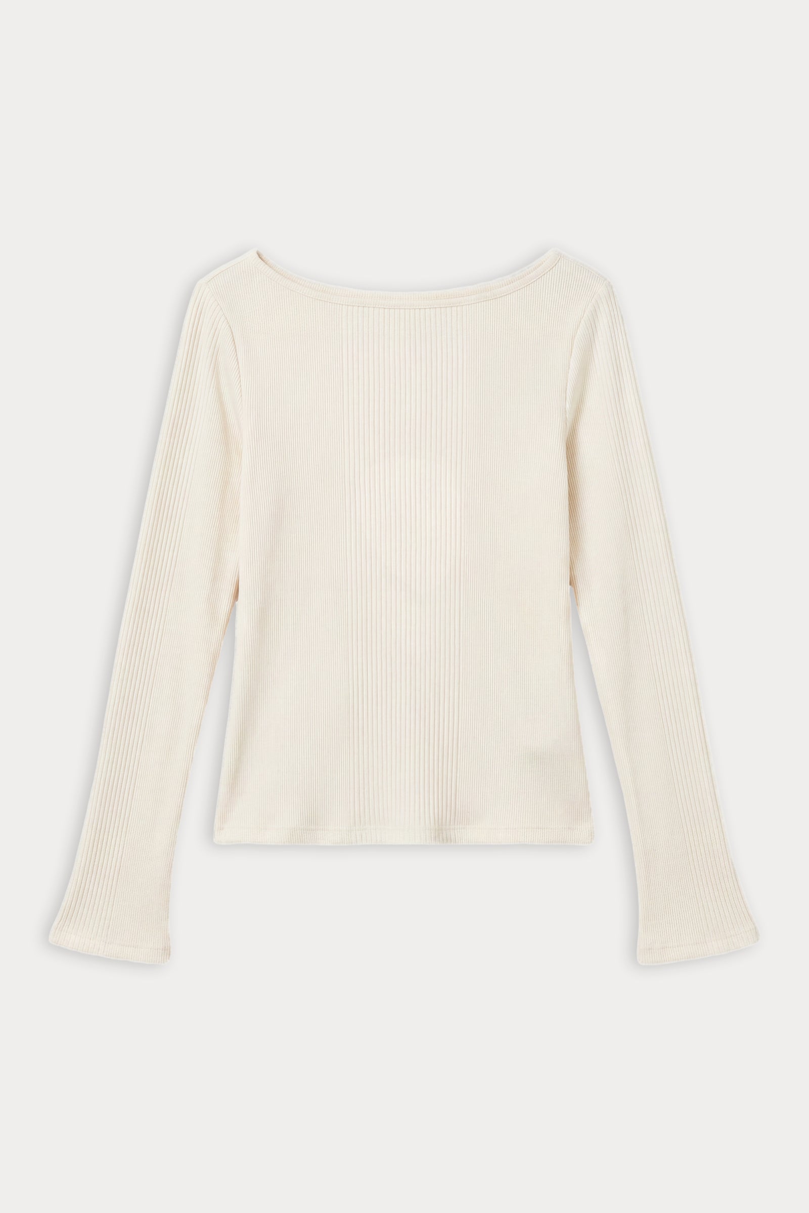THE VARIEGATED RIB LONG SLEEVE TOP | CHALK