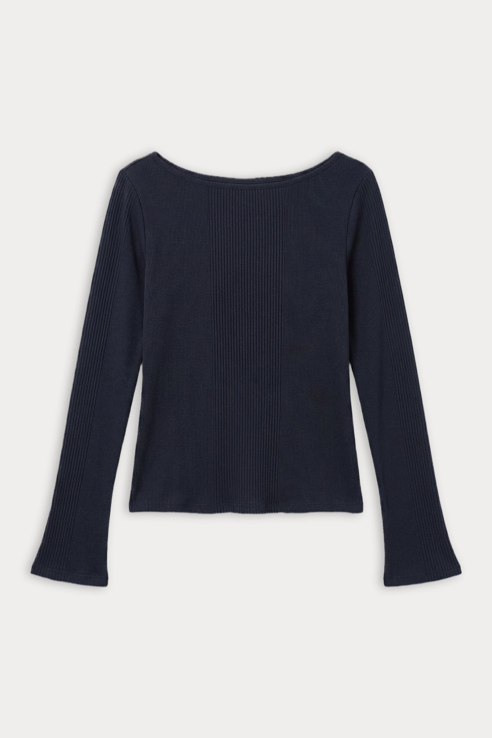 THE VARIEGATED RIB LONG SLEEVE TOP | NEW NAVY002