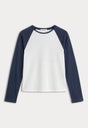 THE LONG SLEEVE RAGLAN TEE | CHALK-5 | GOOD AMERICAN | FLAT