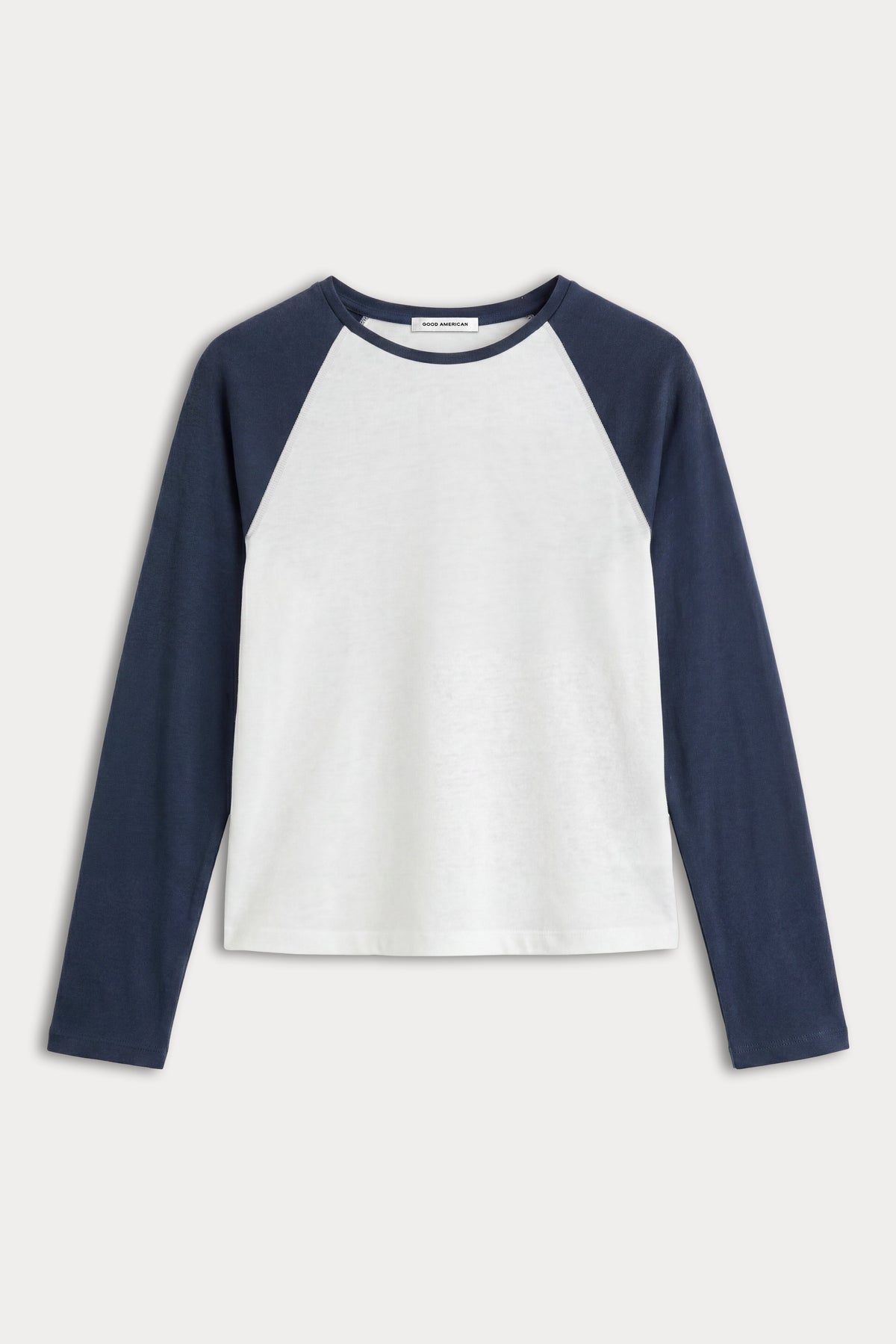 THE LONG SLEEVE RAGLAN TEE | CHALK-5 | GOOD AMERICAN | FLAT