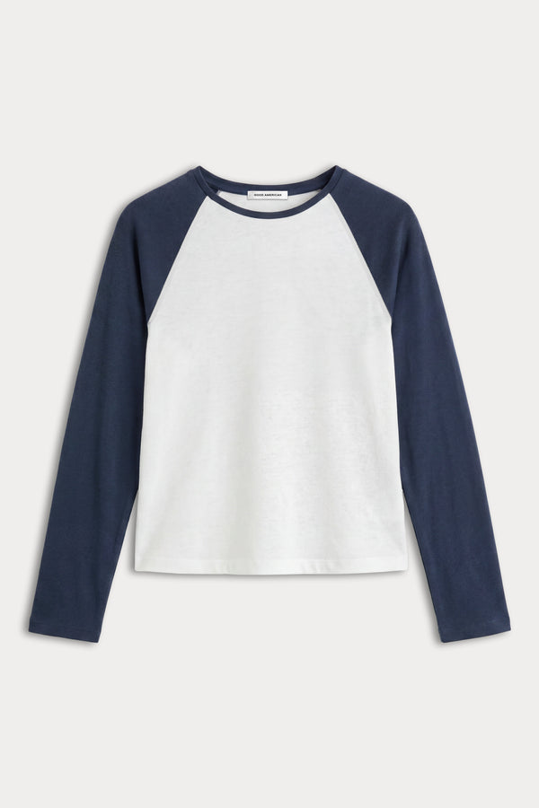 THE LONG SLEEVE RAGLAN TEE | CHALK-5 | GOOD AMERICAN | FLAT