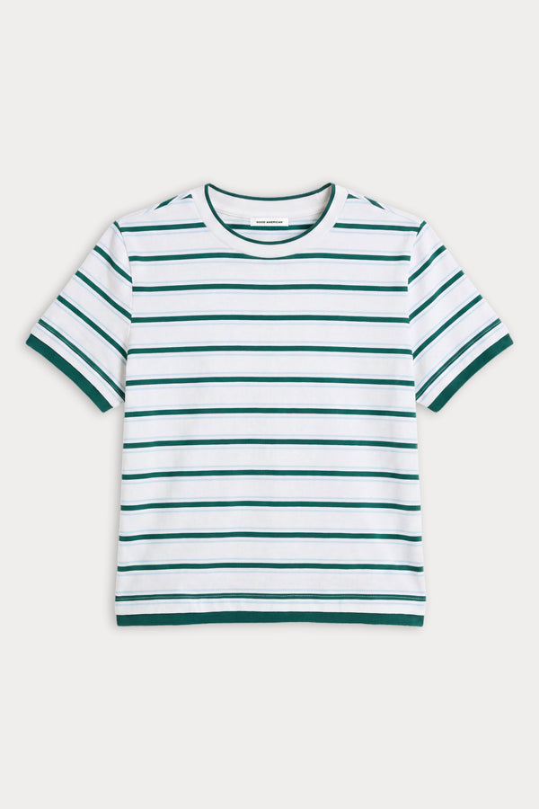 THE LAYERED TEE | FOREST MULTI STRIPE-6 | GOOD AMERICAN | FLAT