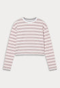 THE LONG SLEEVE LAYERED TEE | CERISE MULTI STRIPE-6 | GOOD AMERICAN | FLAT