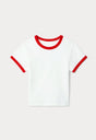 THE RINGER BABY TEE | WHITE-5 | GOOD AMERICAN | FLAT