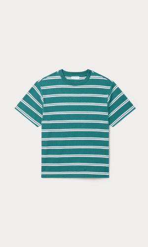 THE OVERSIZED TEE | HARBOR STRIPE DEEP TEAL